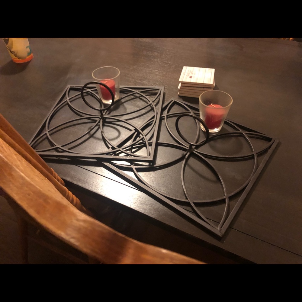 (2) beautiful metal black design candle holder